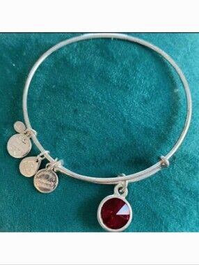 Alex and Ani Birth RED Stone Charm Bracelet adjustable Size.